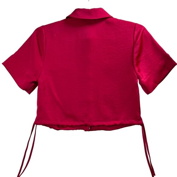 House of Harlow Satin SET Sm Top Lg pants High Elastic Waist Pink Barbiecore NWT - Picture 15 of 16